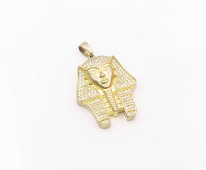 925 Silver  Vintage Topaz Gold Plated Shiny Egyptian Pharaoh Pendant  PT19751