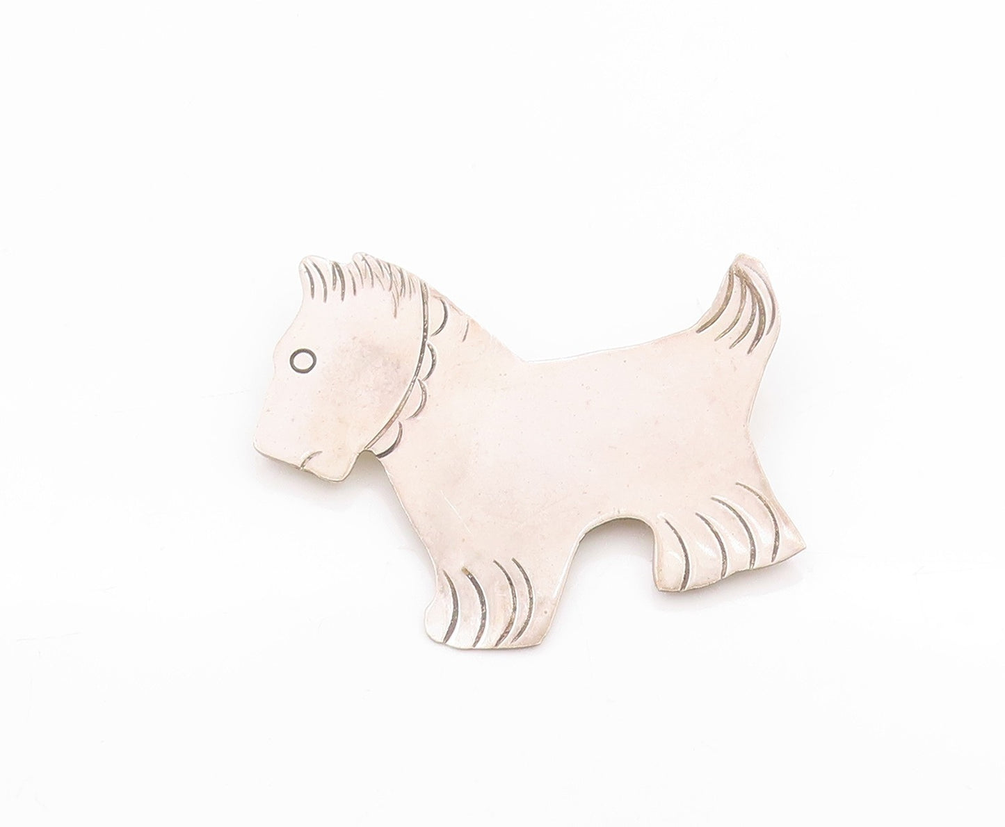 925 Sterling Silver Vintage Brooch NELSON Navajo Scottish Dog Charm  BP11758
