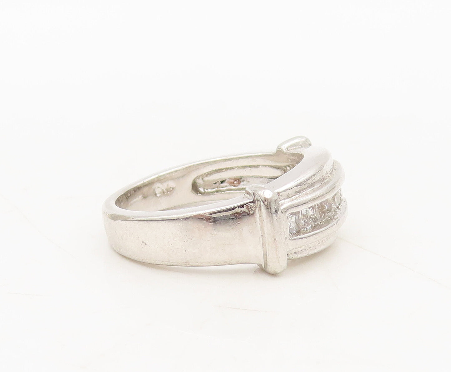 925 Sterling Silver Vintage Ring Solid Cubic Zirconia Band Sz 6 RG27575