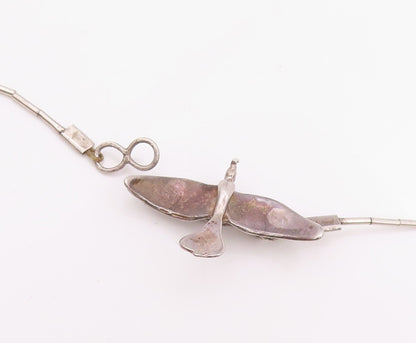 Solid Silver Vintage Necklace Designer Dark Tone Animal Kingdom  NE4460