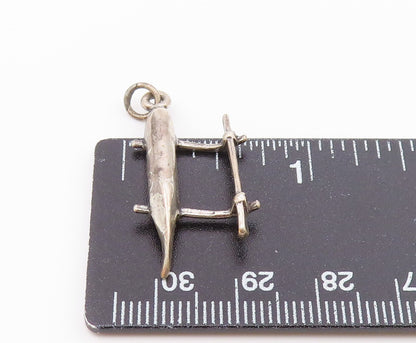 925 Sterling Silver  Vintage Sculpted Canoe Boat Pendant  PT21125