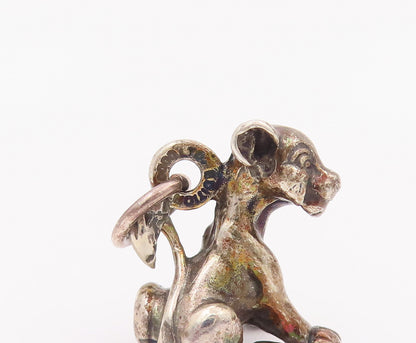 925 Sterling Silver Vintage Pendant Solid 3D Carved Disney Simba Charm PT22817