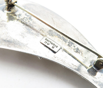BEAU 925 Sterling Silver  Vintage Shiny Single Feather Brooch Pin  BP1848