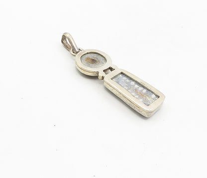 925 Sterling Silver Vintage Multi Shape Grey Jasper 2 Stone Pendant PT6445