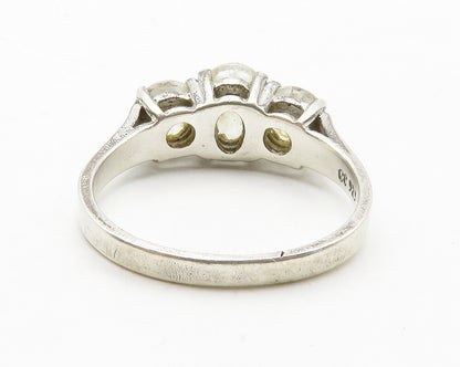925 Sterling Silver  Cubic Zirconia 3 Stone Shiny Band Ring Sz 9  RG13754