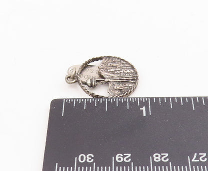 925 Sterling Silver Vintage Pendant Seattle Space Needle Skyline Charm  PT25698