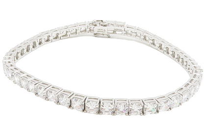 925 Sterling Silver  Sparkling Cushion Cut Cubic Zirconia Tennis Bracelet BT5866