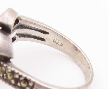 925 Sterling Silver Vintage Ring Multi Gemstone Statement Band  Sz 6  RG34520