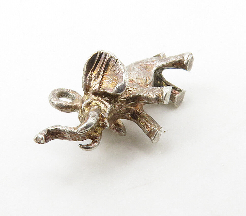 925 Sterling Silver  Vintage Petite Elephant Motif Animal Pendant  PT13058