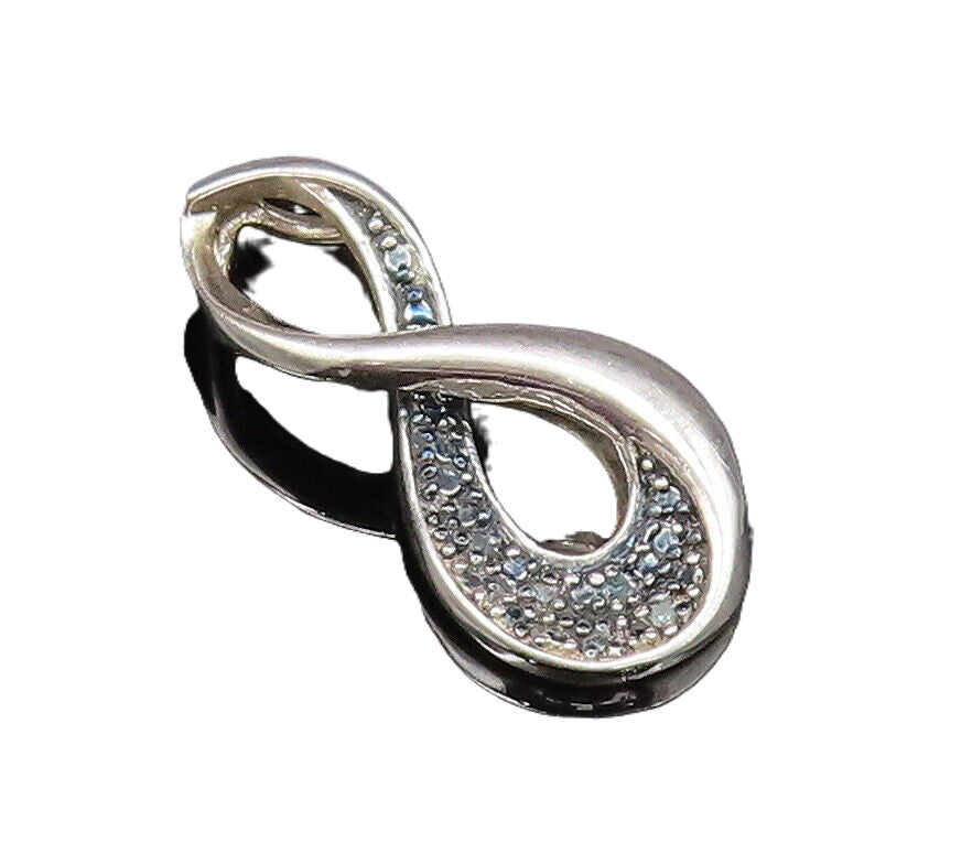 925 Silver  Vintage Dainty Blue Spinel Infinity Twist Drop Pendant  PT21391
