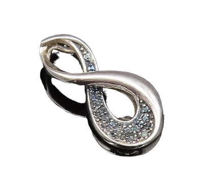 925 Silver  Vintage Dainty Blue Spinel Infinity Twist Drop Pendant  PT21391