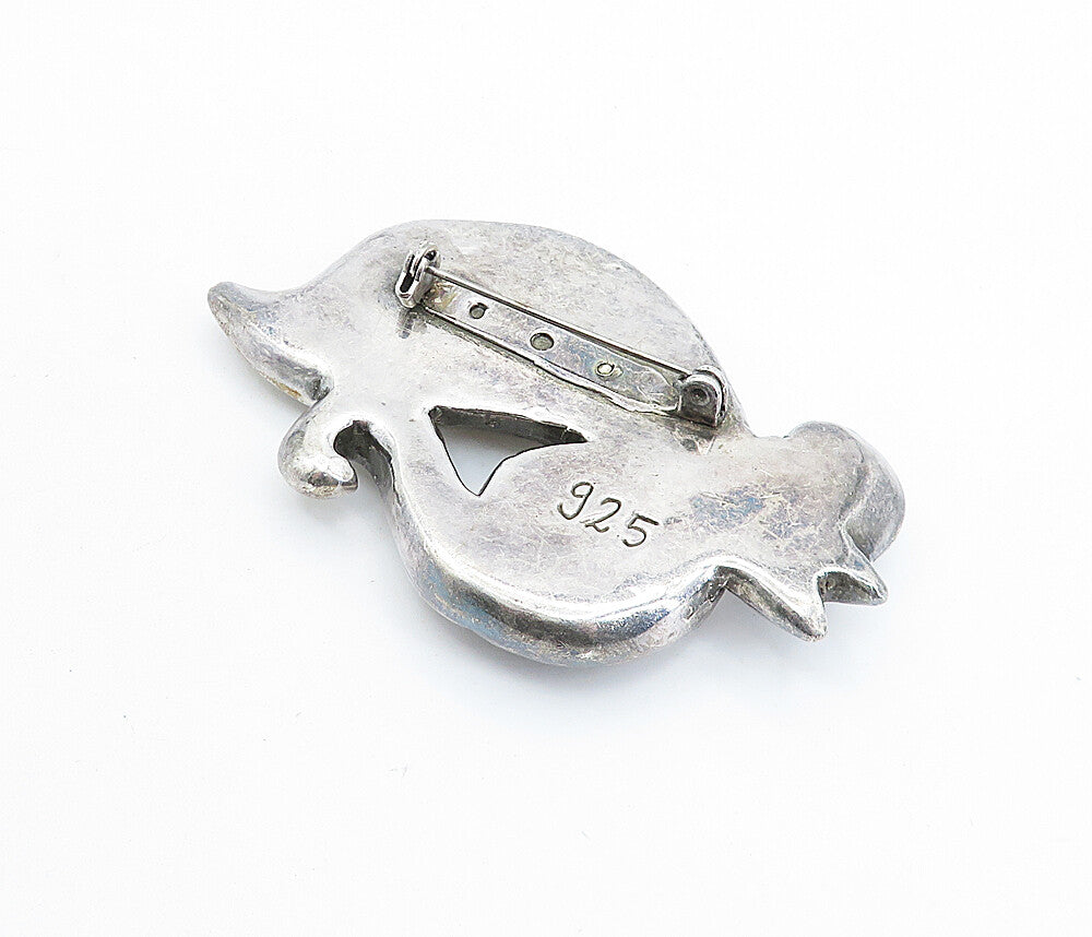 925 Sterling Silver  Vintage Shiny Sculpted Swirl Design Brooch Pin  BP2196