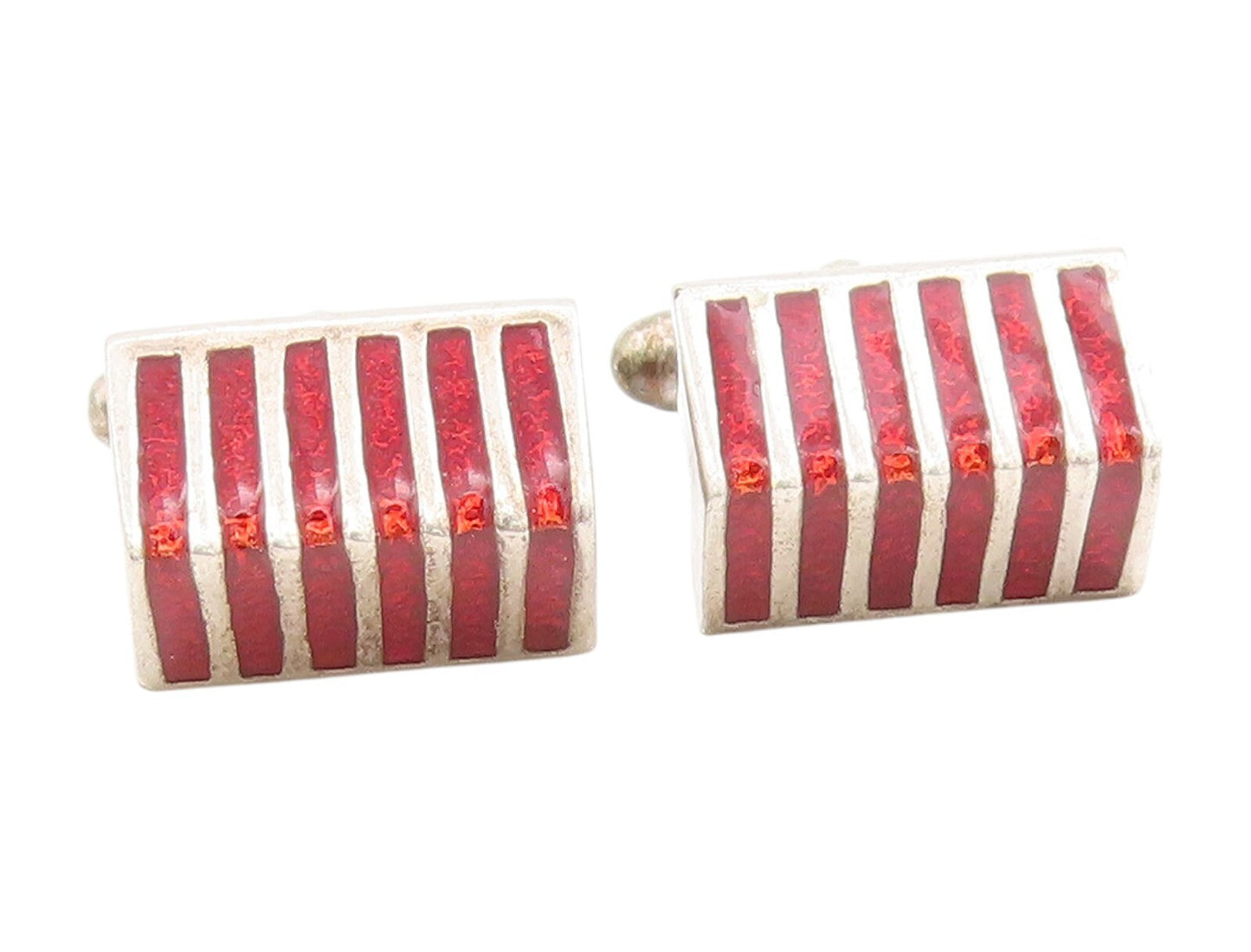925 Sterling Silver Vintage Cuff Links Designer Rectangle Enameled  TR3880
