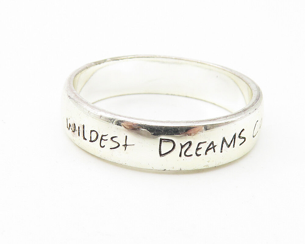 925 Sterling Silver  Shiny May Your Dreams Come True Band Ring Sz 8  RG10904
