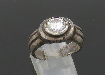 925 Sterling Silver  Vintage Cubic Zirconia Rustic Band Ring Sz 7  RG20789