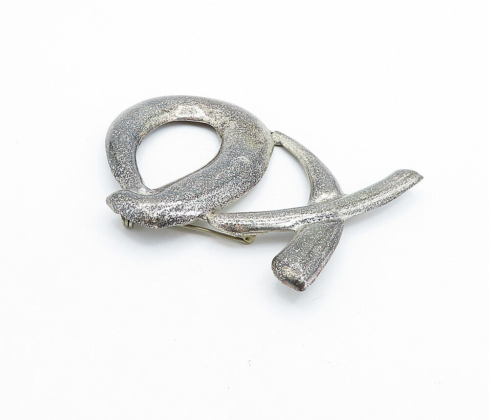 MEXICO 925 Sterling Silver  Vintage Oxidized XO Hug & Kiss Brooch Pin  BP2643