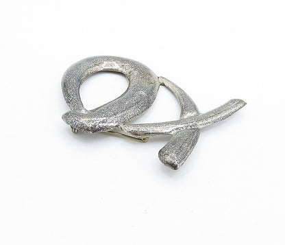 MEXICO 925 Sterling Silver  Vintage Oxidized XO Hug & Kiss Brooch Pin  BP2643