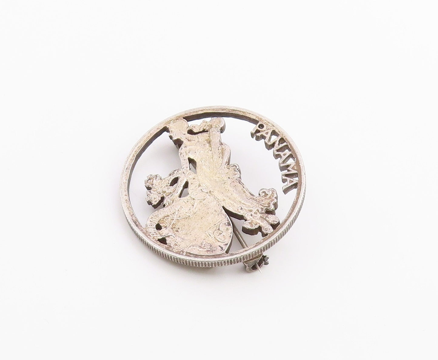 925 Sterling Silver  Vintage Panama Goddess Cutout Brooch Pin  BP10050