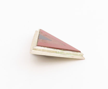 925 Sterling Silver Vintage Earrings Multi Gemstone Triangular Clip On  EG13801
