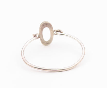 J. JILL 925 Silver  Vintage Shiny Open Oval Hook Bangle Bracelet  BT8632