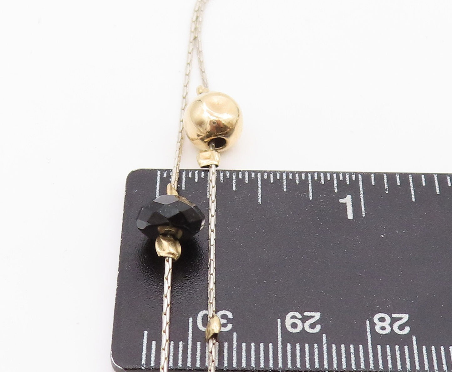14k Gold 925 Sterling Silver Vintage Necklace Designer Bead Carved Onyx  NE4439