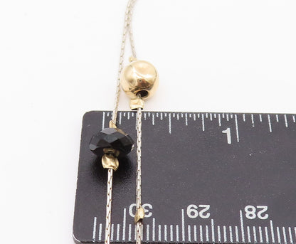 14k Gold 925 Sterling Silver Vintage Necklace Designer Bead Carved Onyx  NE4439