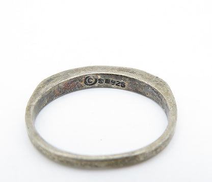 925 Sterling Silver  Vintage Dark Tone Circle Pattern Band Ring Sz 7  RG6687