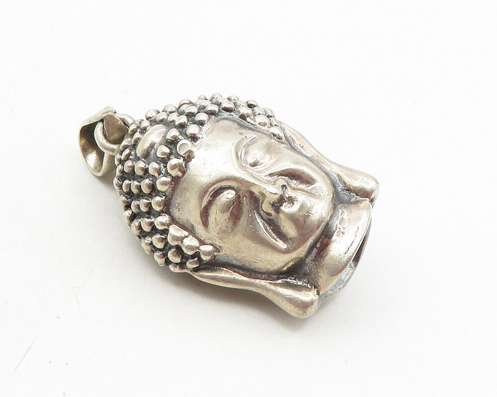 925 Sterling Silver  Vintage Modernist Hollow Two Sided Face Pendant  PT7410