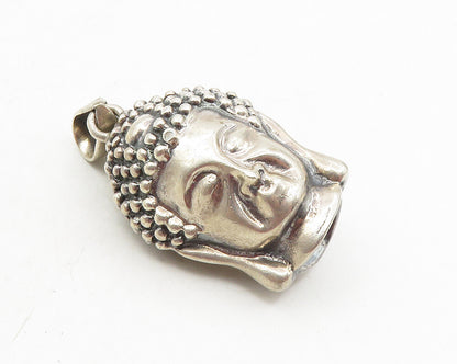 925 Sterling Silver  Vintage Modernist Hollow Two Sided Face Pendant  PT7410