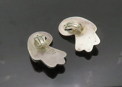 MEXICO 925 Silver  Vintage Shiny Swirl Heavy Non Pierce Earrings  EG10283