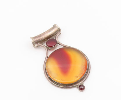 925 Sterling Silver Vintage Pendant Antique Large Round Cut Gemstone  PT24322