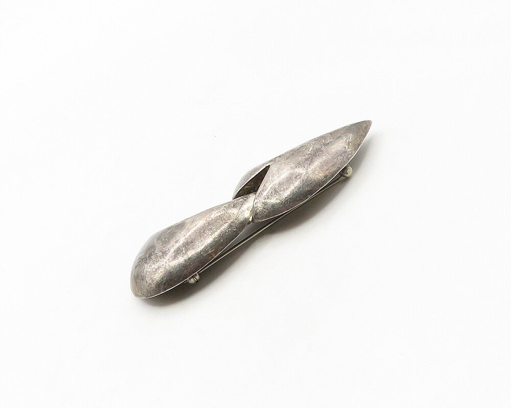 CHARLES KYRPELL 925 Silver  Vintage Dark Tone Modernist Brooch Pin  BP6750