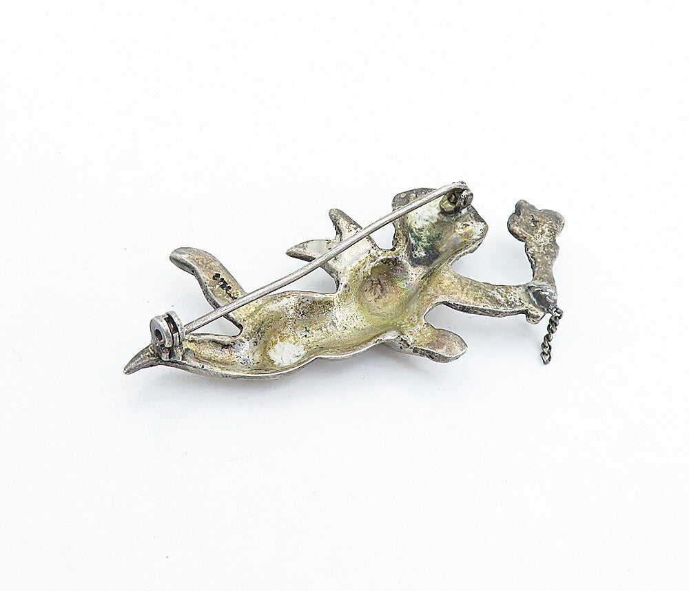 925 Sterling Silver  Vintage Antique Oxidized Baby Angel Brooch Pin  BP2261