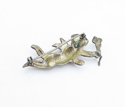 925 Sterling Silver  Vintage Antique Oxidized Baby Angel Brooch Pin  BP2261
