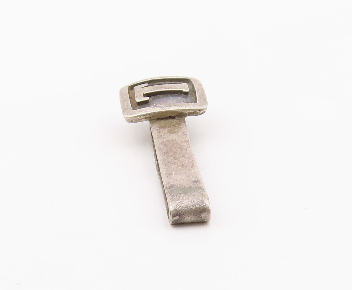 MEXICO 925 Sterling Silver   Vintage Oxidized Letter T Square Tie Clip  TR2041