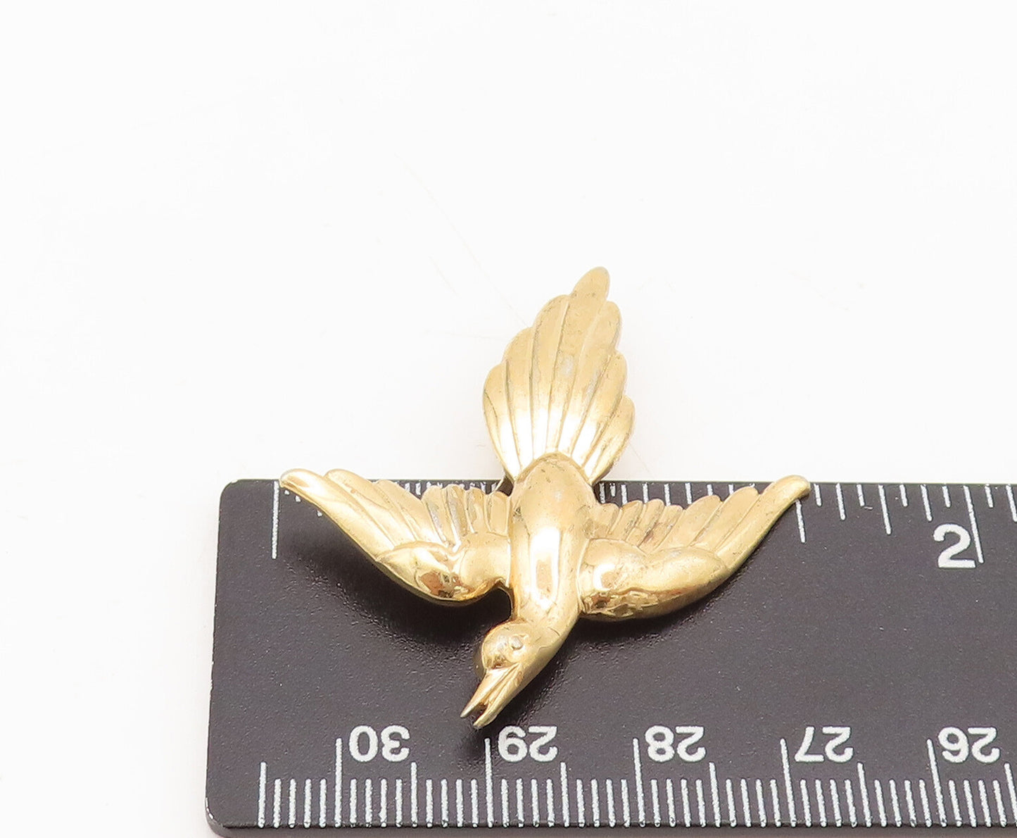 FORSTNER 925 Silver  Vintage Gold Plated Carved Flying Bird Brooch Pin BP10474