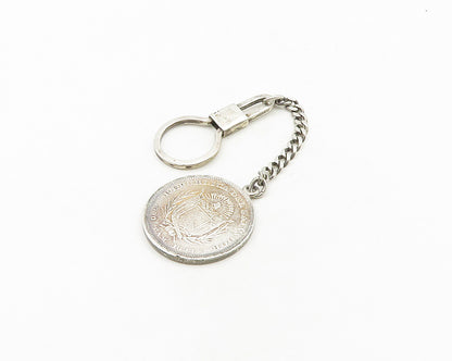 925 Sterling Silver  Vintage Shiny El Salvadorian Coin Key Chain  TR2632