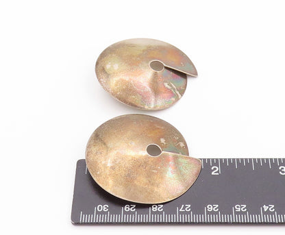 925 Sterling Silver Vintage Earrings Designer Open Donut Disk  EG13558