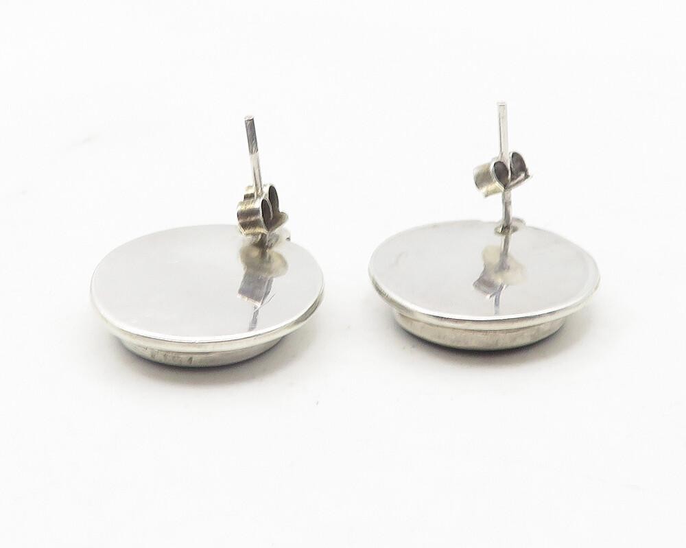 925 Sterling Silver  Vintage Black Onyx & Topaz Round Drop Earrings  EG6250