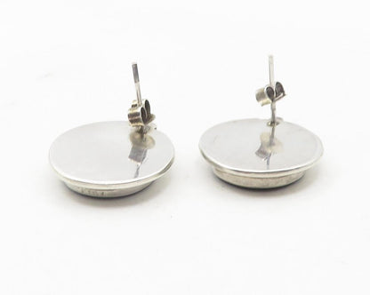 925 Sterling Silver  Vintage Black Onyx & Topaz Round Drop Earrings  EG6250