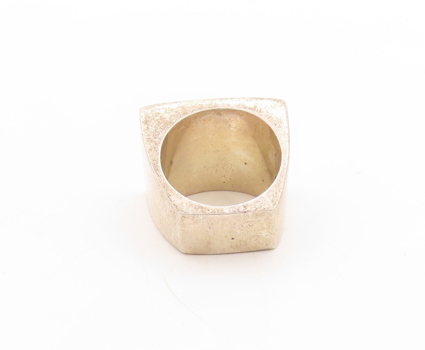 925 Sterling Silver Vintage Ring Designer Solid Large Rectangle   Sz 6.5 RG31447