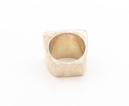 925 Sterling Silver Vintage Ring Designer Solid Large Rectangle   Sz 6.5 RG31447