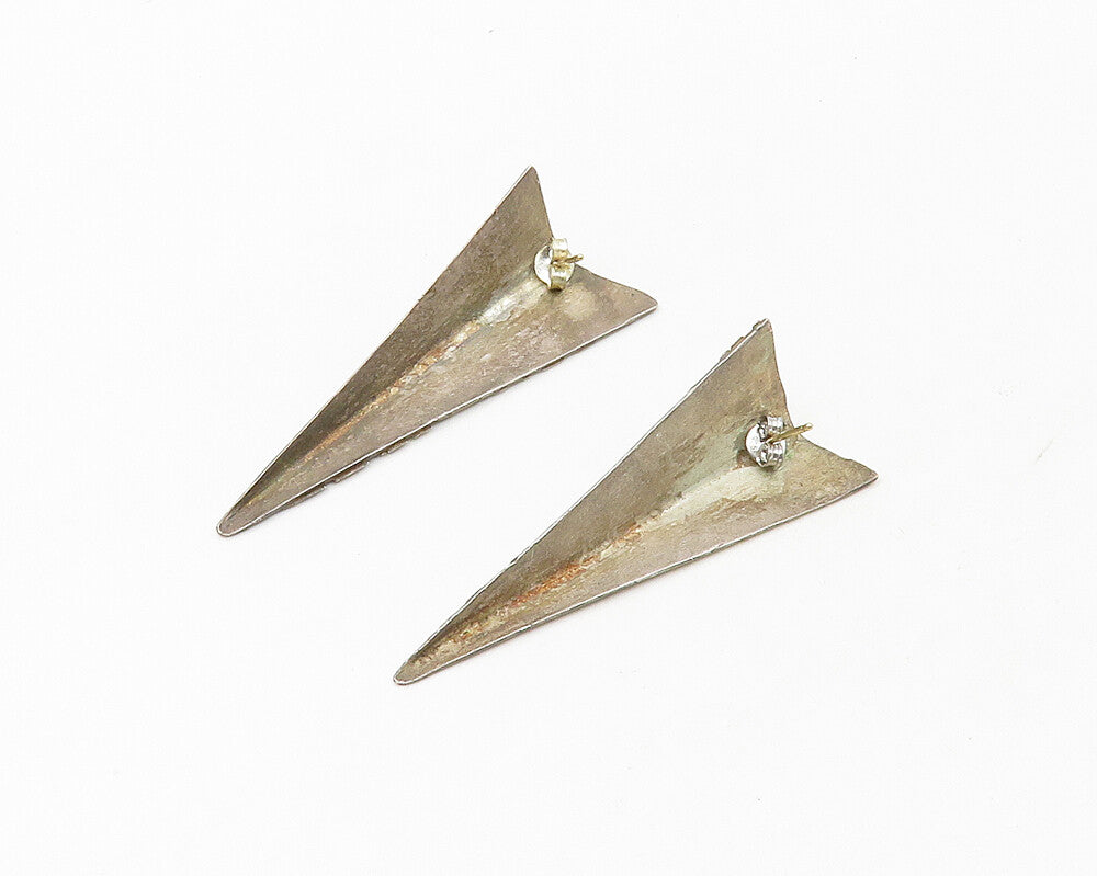 925 Sterling Silver & 14K GOLD  Vintage Modernist Dangle Earrings  EG9055