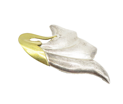 CATON MEXICO 925 Sterling Silver  Vintage Two Tone Floral Brooch Pin  BP3400