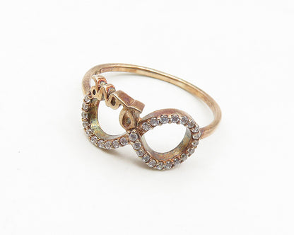 925 Silver  Topaz Rose Gold Plated Infinity Love Band Ring Sz 8  RG17656