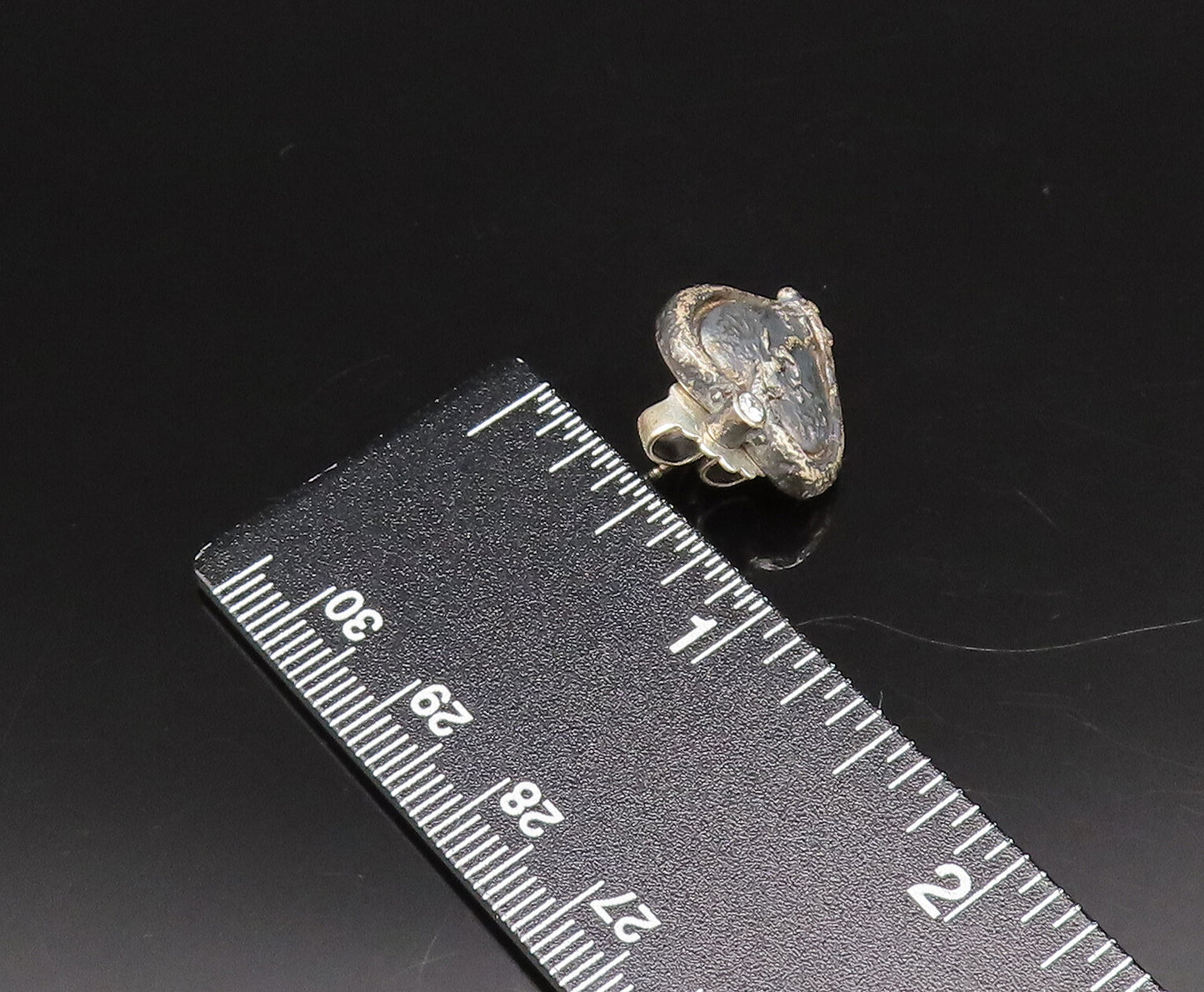 DESIGNER 925 Silver  Vintage Carved Figure Heart Shaped Topaz Earrings EG12187