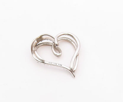 10K GOLD & 925 Silver   Vintage Genuine Diamonds Love Heart Pendant  PT20624