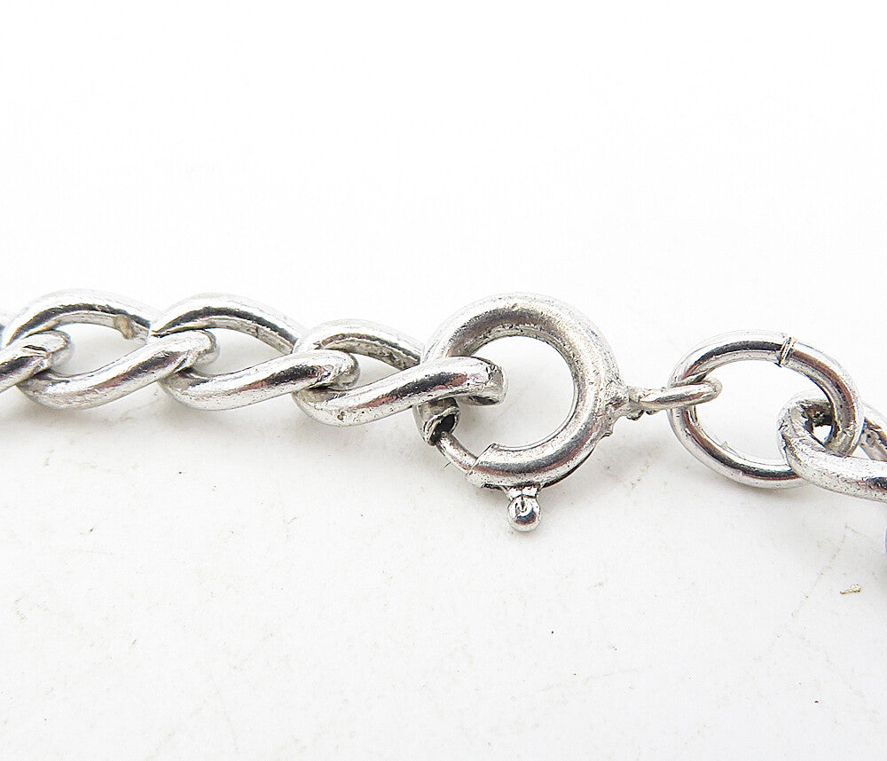 925 Silver  Vintage Antique Carnelian Eye Of Horus Charm Bracelet  BT3843