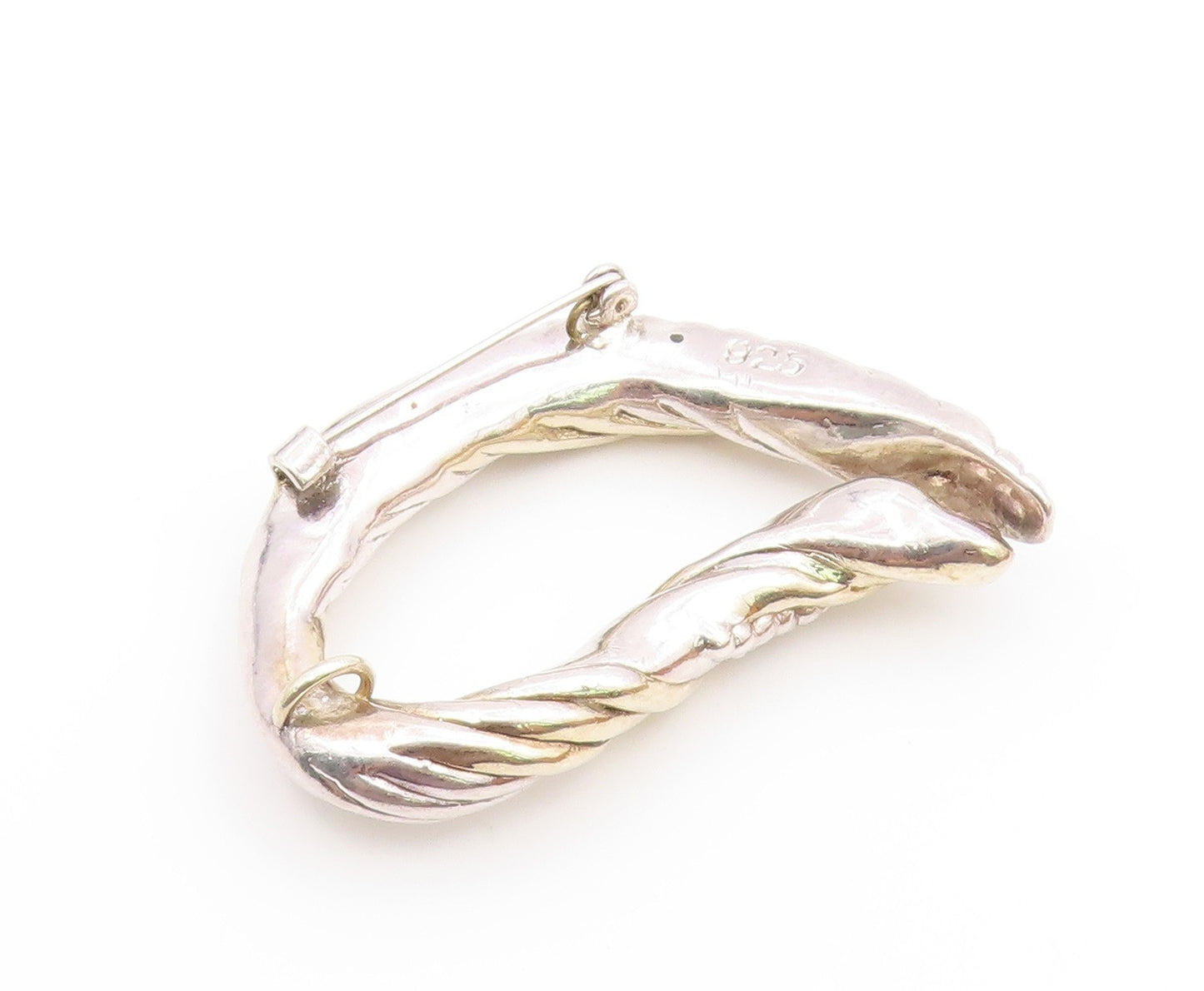 925 Sterling Silver  Vintage Modernist Two Tone Hollow Brooch Pin  BP3239