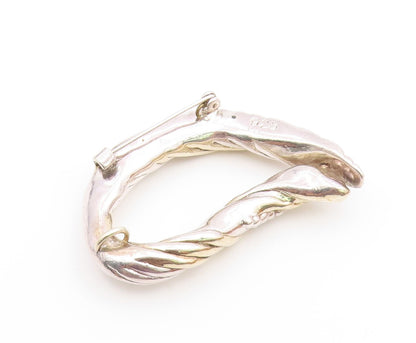 925 Sterling Silver  Vintage Modernist Two Tone Hollow Brooch Pin  BP3239